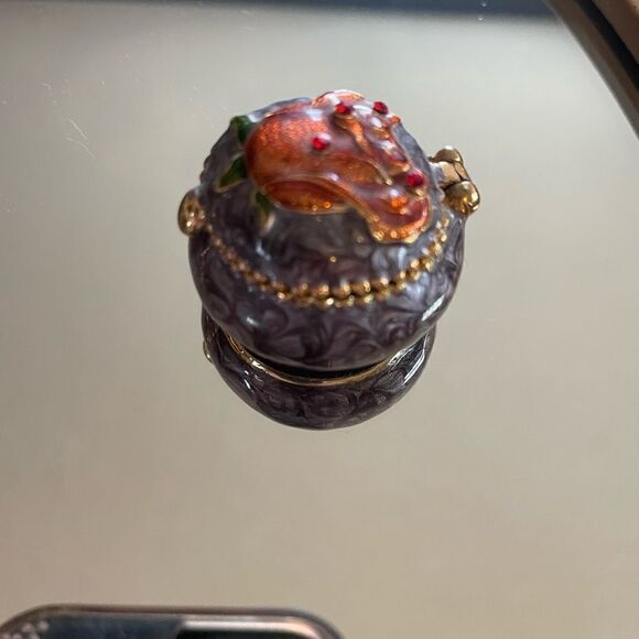 Vintage Enamel Trinket Round Box Vintage Perfume Decanter - Picture 9 of 16